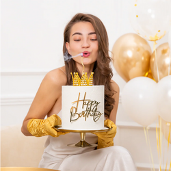 Ozdoba na Tort ZŁOTA KORONA Srebrne Kryształki 7cm