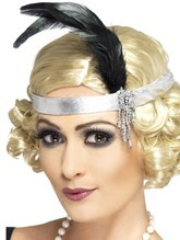 Opaska z Piórkiem Charleston Srebrna Retro Lata 20