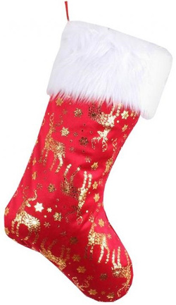 Skarpeta Świąteczna Czerwona Złote Renifery 22x49