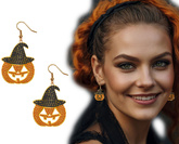 KOLCZYKI Pomarańczowe DYNIE z Kamyczkami Halloween