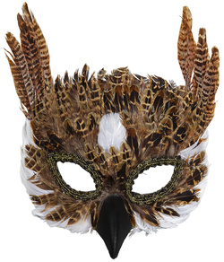 Maska SOWA z Piórami Brązowa Puchacz