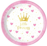 Talerzyki Papierowe MAŁA KSIĘŻNICZKA Serca 20cm 8s