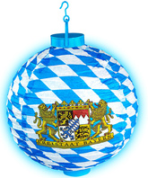 LAMPION Papierowy Bawarski LED Niebieski 30cm