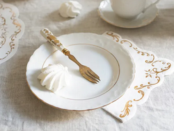 Serwetki Białe ze Złotym Ornamentem 33x33cm12szt.