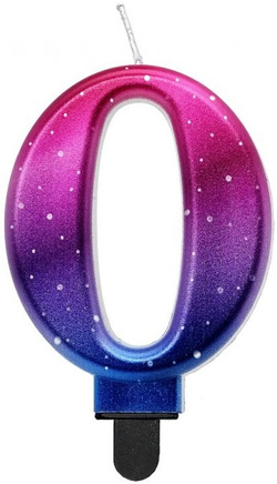 Świeczka na Tort Cyfra 0 Metalik Nocne Niebo 8cm