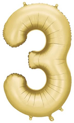 Balon foliowy Cyfra "3" Satyna ZŁOTY, 86cm, 1szt