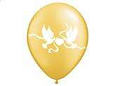 Balon z nadrukiem w "Gołąbki", złoty, 5szt.