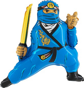 Balon Foliowy NINJA Niebieski Samuraj 70x80cm