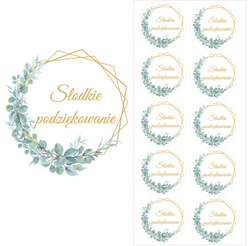 Naklejki Słodkie Podziękowanie HEKSAGON 50mm 10szt