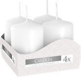 Świeca walec, biała, 4x6cm, 4 szt.