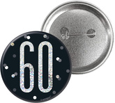 Przypinka Broszka Metalowa 60 Urodziny Czarna
