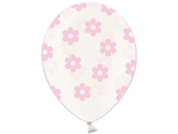 Balony 14" Kwiatki, Crystal Clear + j.róż n. 5szt