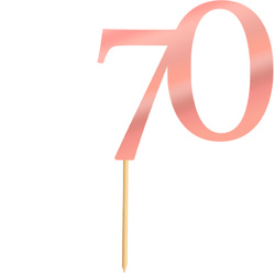 Topper na Tort LICZBA 70 Urodziny RÓŻOWE ZŁOTO
