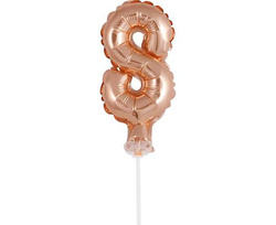 Balon foliowy na tort, Cyfra 8, różowe złoto, 1szt