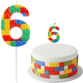 ŚWIECZKA Piker CYFRA 6 Sześć KOLOROWE KLOCKI 10cm