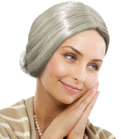 PERUKA Babcia Babunia Staruszka Siwa Platynowa