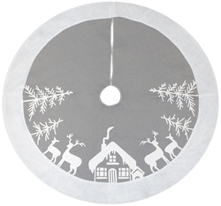 Dywanik Mata pod Choinkę na Prezenty Srebrna 90cm