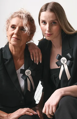 Kotylion Happy 60 URODZINY Kremowo-Czarny 11x17cm