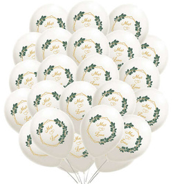 Balony Weselne Białe Ślub Mąż Żona 14 cali, 25szt.