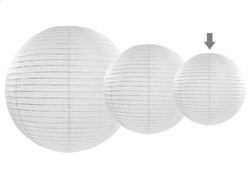 Lampion papierowy okrągły, 20 cm, biały, 1 szt.