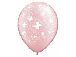 Balony z nadrukiem w "MOTYLKI", różowe, 5 szt.