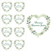 Naklejki komunia SERCE 8 sztuk 45 mm 1 kpl.