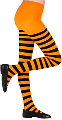 Rajstopy Czarno Pomarańczowe Paski Dynia 7-10 lat