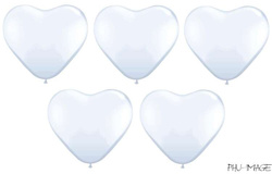 Balony serca białe, 50 szt.