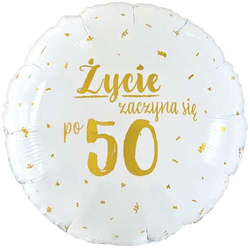 Balon foliowy Życie zaczyna się po 50, 45cm, 1szt.