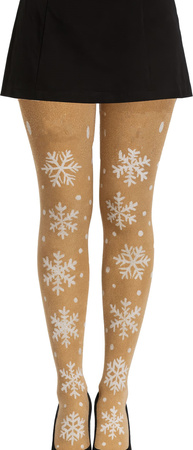 Rajstopy Świąteczne Siateczkowe w Śnieżynki Płatki