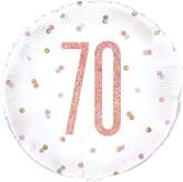 Balon foliowy 70 Urodziny Różowe Złoto, 45cm