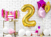 Balon foliowy Cyfra "2", złoty, 86cm, 1szt.