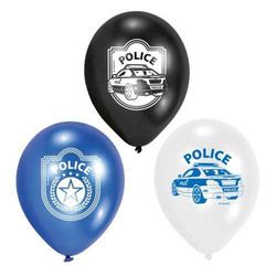 Balony Policja, 23 cm, 6 szt.