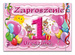 Zaproszenie na 1 urodzinki, różowe, 1 szt.