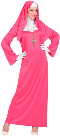 Kostium Strój Różowa ZAKONNICA Habit Karnawał, XS