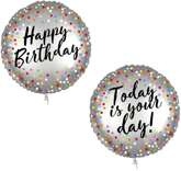 Balon Foliowy URODZINY ZESTAW na Hel Ciężarek 46cm