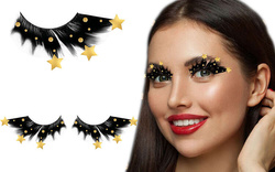 Sztuczne RZĘSY  Doklejane Czarne Złote GWIAZDKI