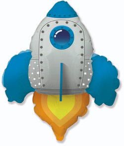 Balon foliowy 24 cale FX - Rakieta (niebieska)