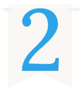 Flagietka, Cyfra 2, Niebieska, 1 szt.