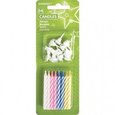 Świeczki na tort 24szt z podstawkami 12szt, 1 kpl