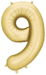 Balon foliowy Cyfra "9" Satyna ZŁOTY, 86cm, 1szt