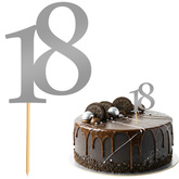 Topper na Tort LICZBA 18 Urodziny SREBRNY