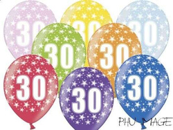 Balony z nadrukiem 30 urodziny, 5 szt. 1 op.