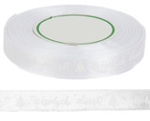 Wstążka Satynowa ŚNIEŻYNKI Biała 12mm