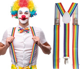 Kolorowe Tęczowe SZELKI Klauna Clown Cyrk Strój