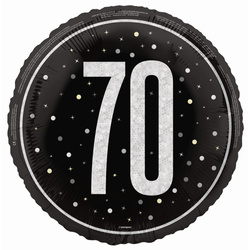 Balon Foliowy Czarny Błyszczący 70 URODZINY 45cm
