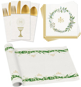 Zestaw KOMUNIA Bieżnik Serwetki Kieszonki Sztućce