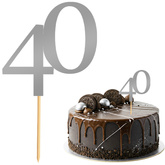 Topper na Tort LICZBA 40 Urodziny SREBRNY