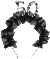 OPASKA na Głowę Czarna z Falbanką 50 URODZINY
