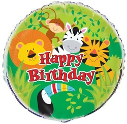 Balon Foliowy Happy Birthday DŻUGLA Zwierzęta 45cm